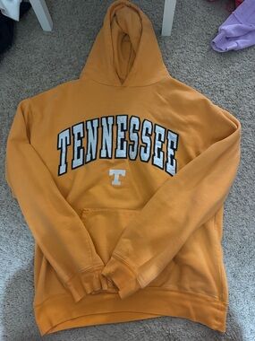 OVO Orange Pullover Hoodie with White & Black Lettering. ATTENTION: RIP-POCKET